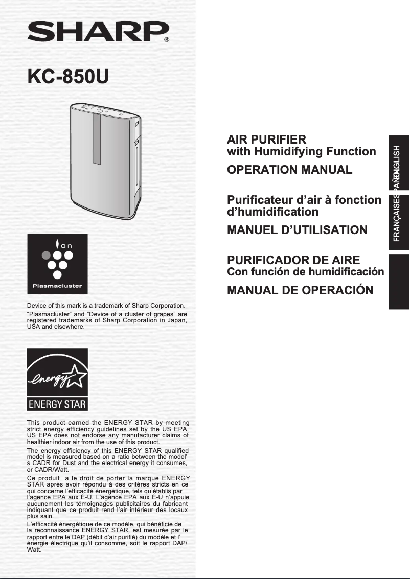 Page 1 de la notice Manuel utilisateur Sharp KC-850U