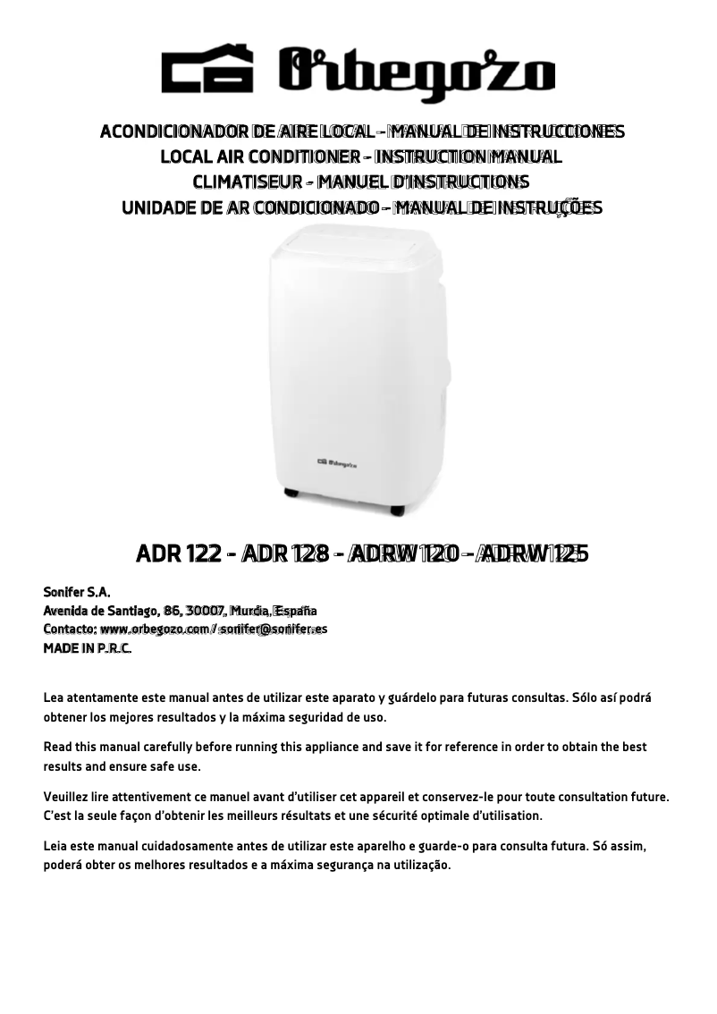 Image de la première page du manuel de l'appareil ADR 122