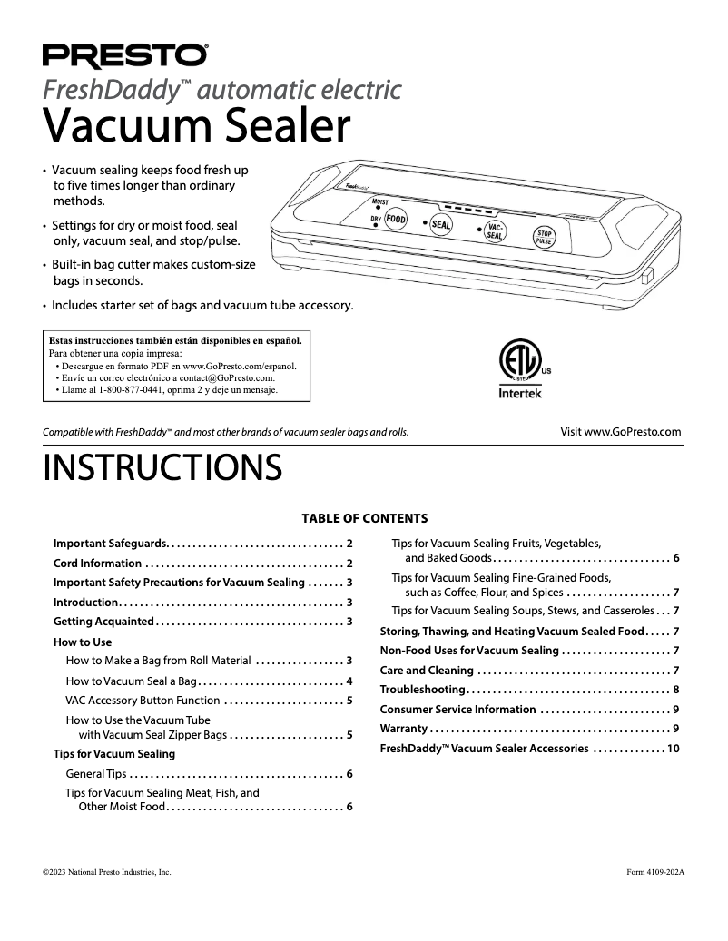 Image de la première page du manuel de l'appareil FreshDaddy 05622