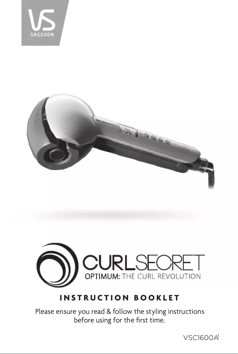 Página 1 del manual Manual de usuario VS Sassoon Curl Secret Optimum VSC1600A