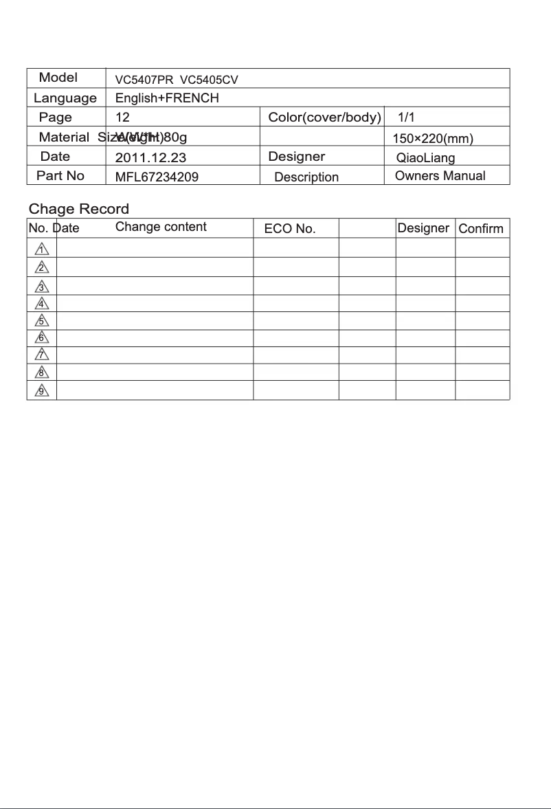 Página 1 del manual Manual de usuario LG VC5407PR