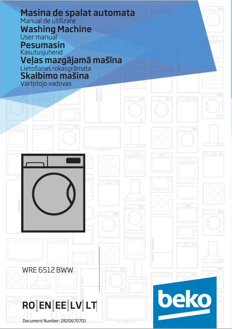 Page 1 de la notice Manuel utilisateur Beko WRE 6512 BWW