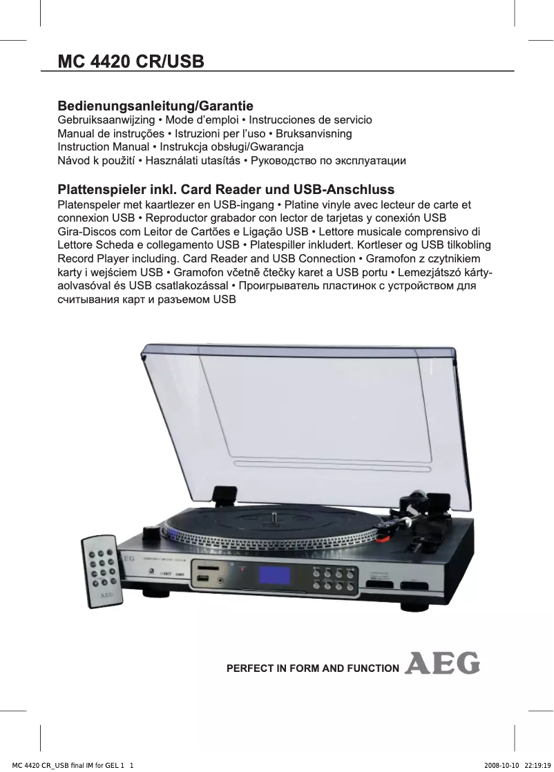 Image de la première page du manuel de l'appareil MC 4420 CR/USB