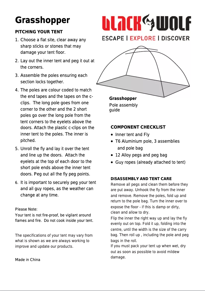 Page 1 of the manual User Manual Black Wolf Grasshopper UL 3