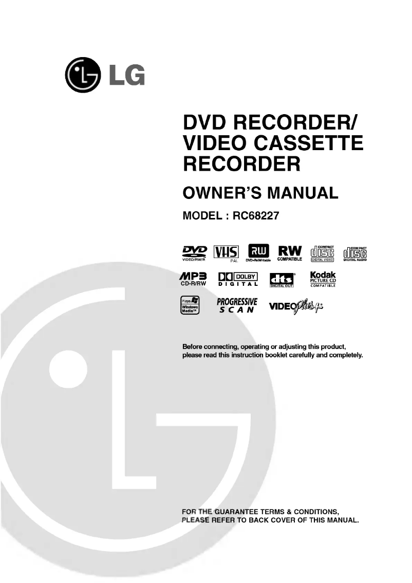 Image de la première page du manuel de l'appareil RC68227P1