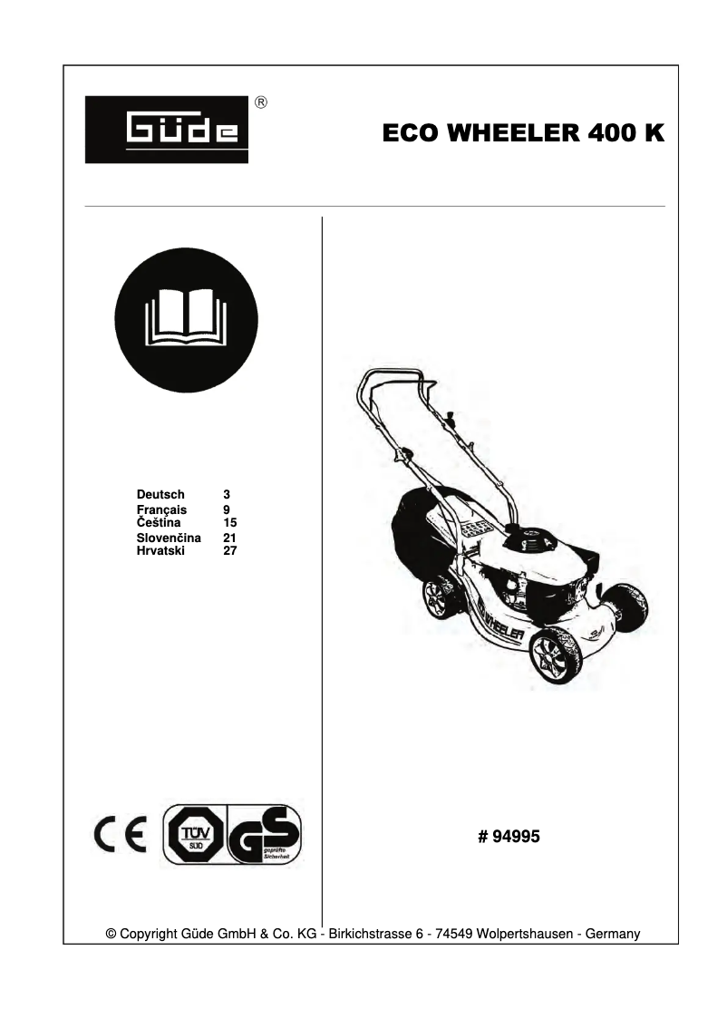 Page n°1 - Manuel utilisateur Güde 400K Eco Wheeler