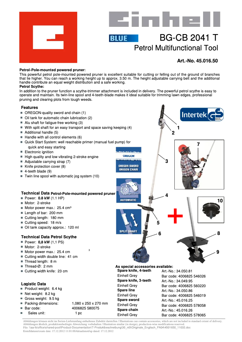 Image de la première page du manuel de l'appareil BG-CB 2041 T