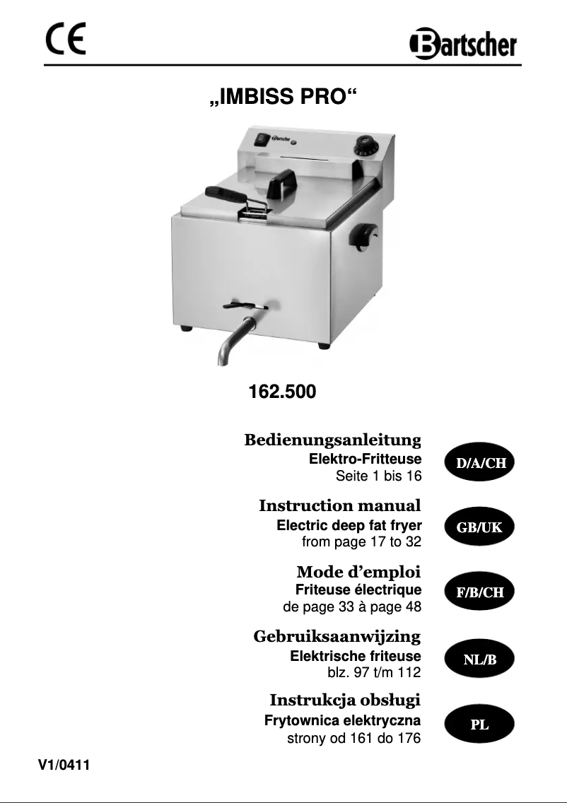Página 1 del manual Manual de usuario Bartscher Imbiss Pro 162500