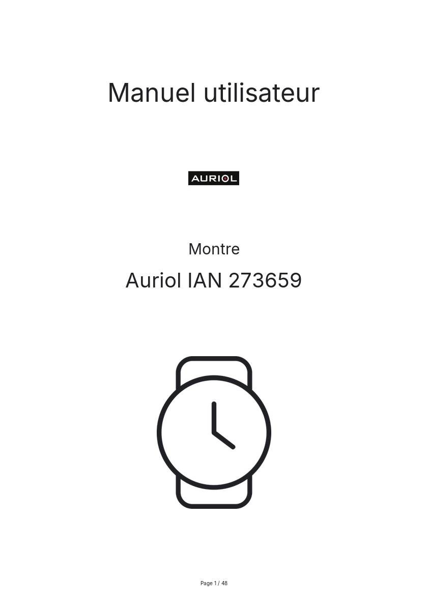 Page n°1 - Manuel utilisateur Auriol IAN 273659