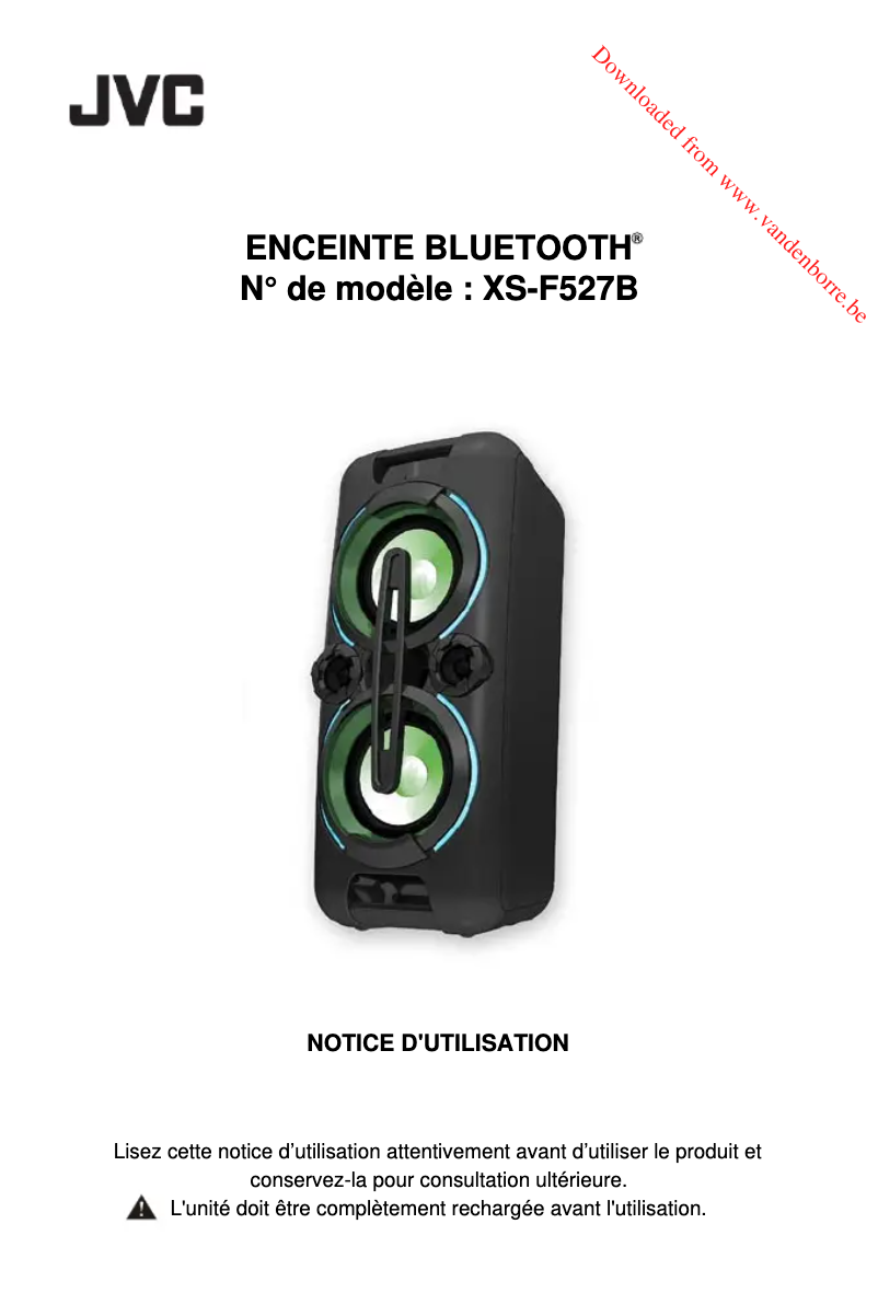 Page n°1 - Manuel utilisateur JVC XS-F527B