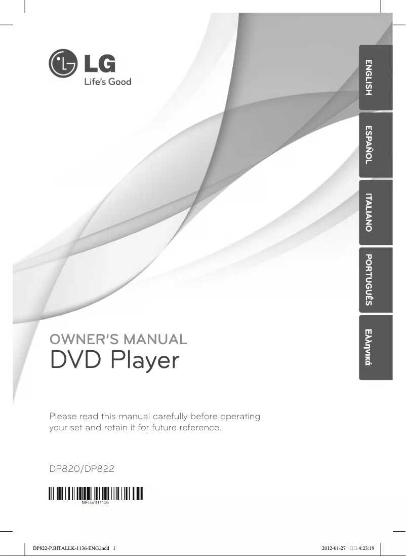 Page n°1 - Manuel utilisateur LG DP822