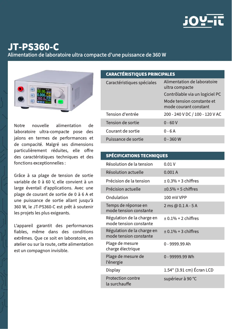 Image de la première page du manuel de l'appareil JT-PS360-C