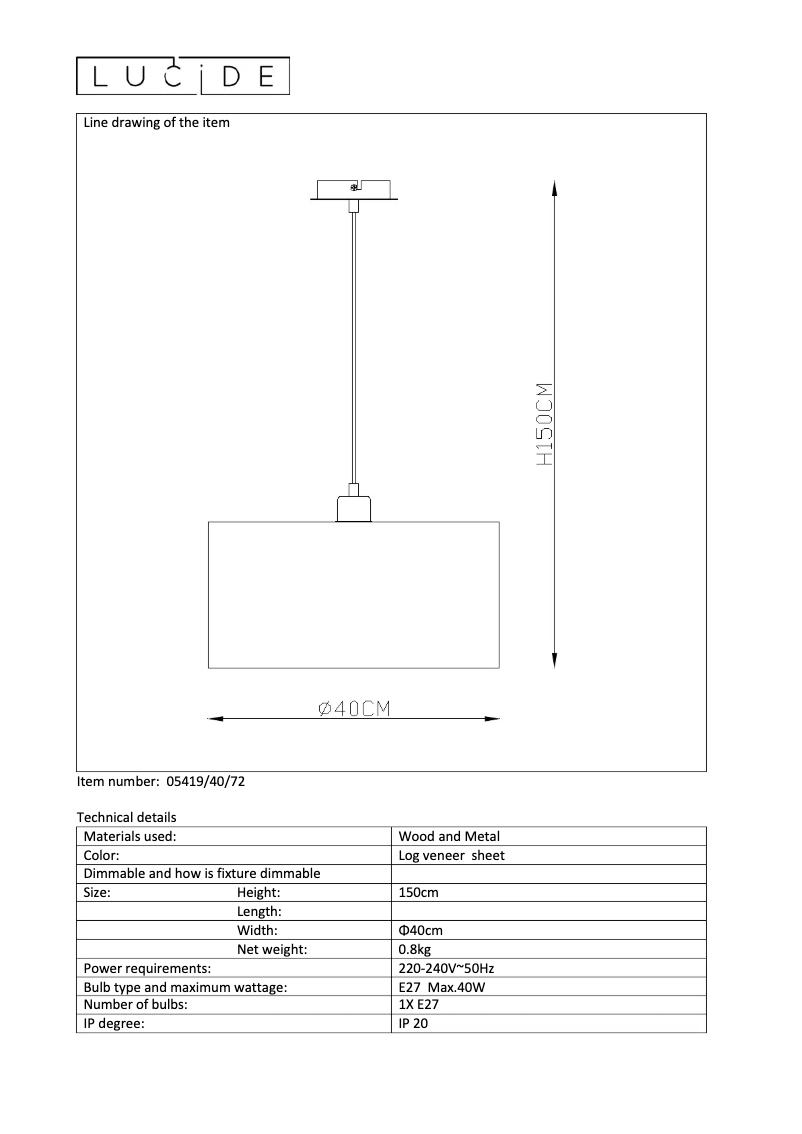 Image de la première page du manuel de l'appareil Birch 05419/40/72
