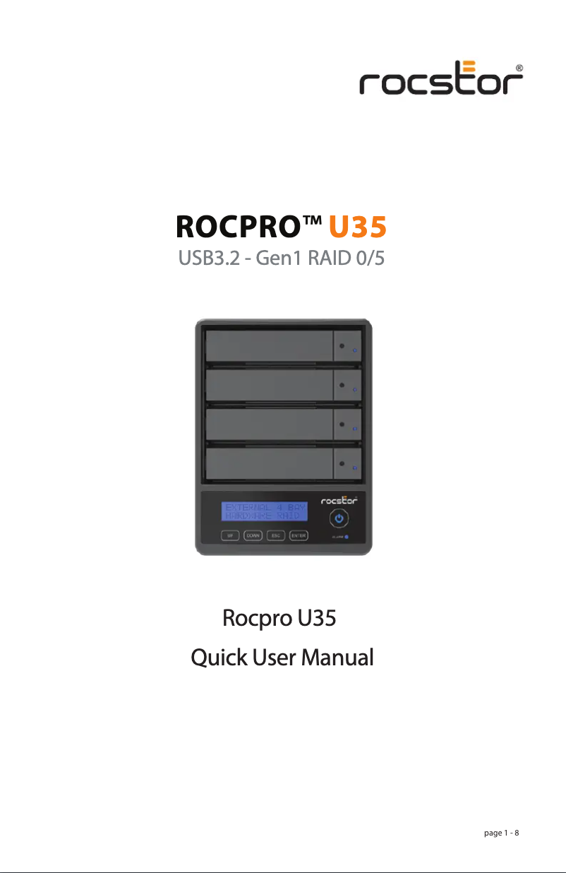Página 1 del manual Manual de usuario Rocstor Rocpro U35