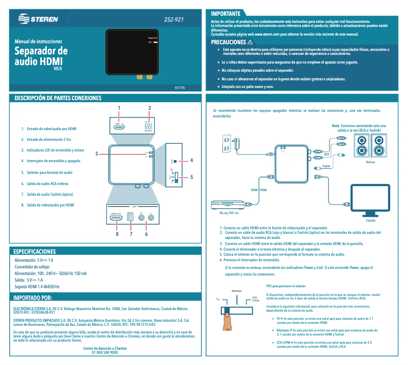 Page n°1 - Manuel utilisateur Steren 252-921