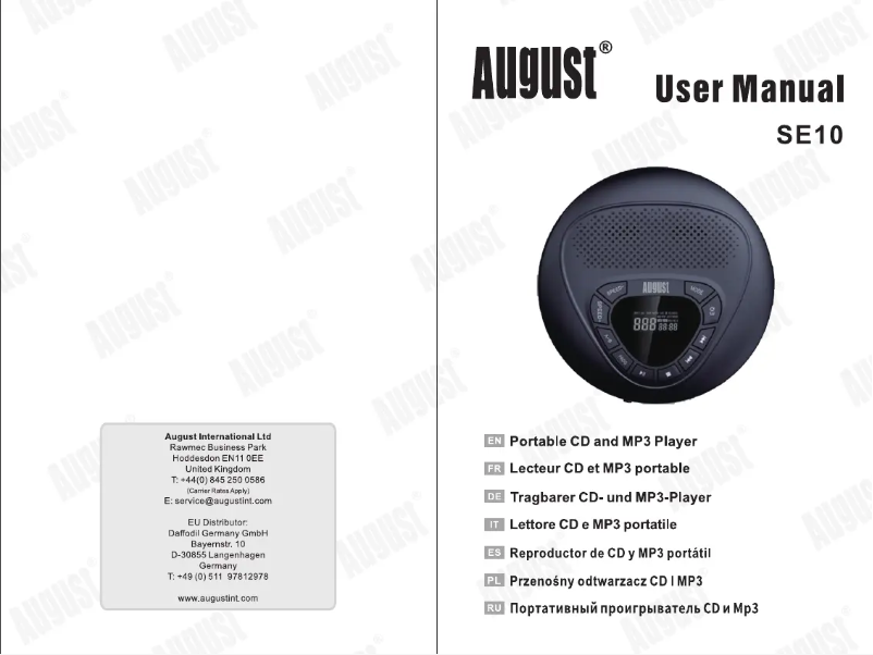 Page 1 de la notice Manuel utilisateur August DTA455B