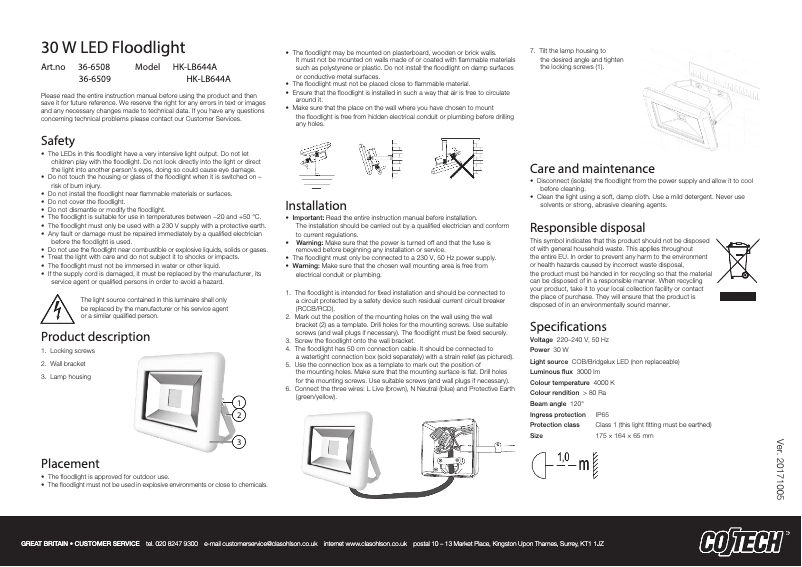 Page 1 de la notice Manuel utilisateur Cotech HK-LB644A