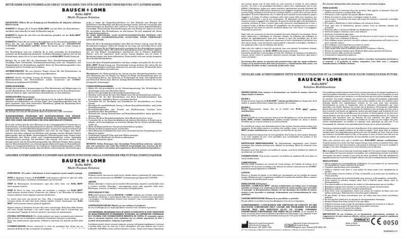 Page n°1 - Manuel utilisateur Bausch & Lomb ReNu MPS Sensitive Eyes
