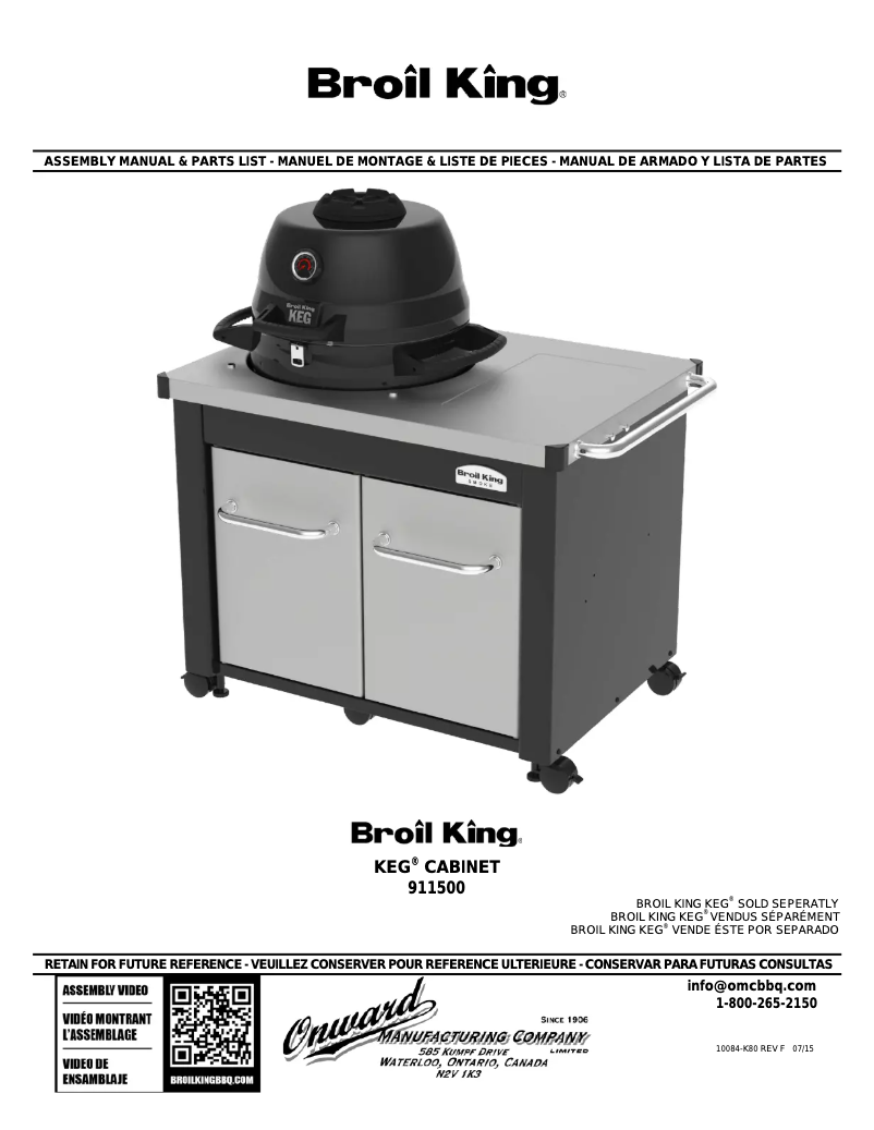 Page 1 de la notice Manuel utilisateur Broil King Keg Grilling Cabinet