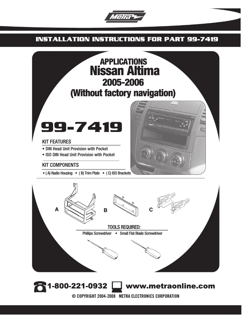 Page n°1 - Manuel utilisateur Metra 99-7419