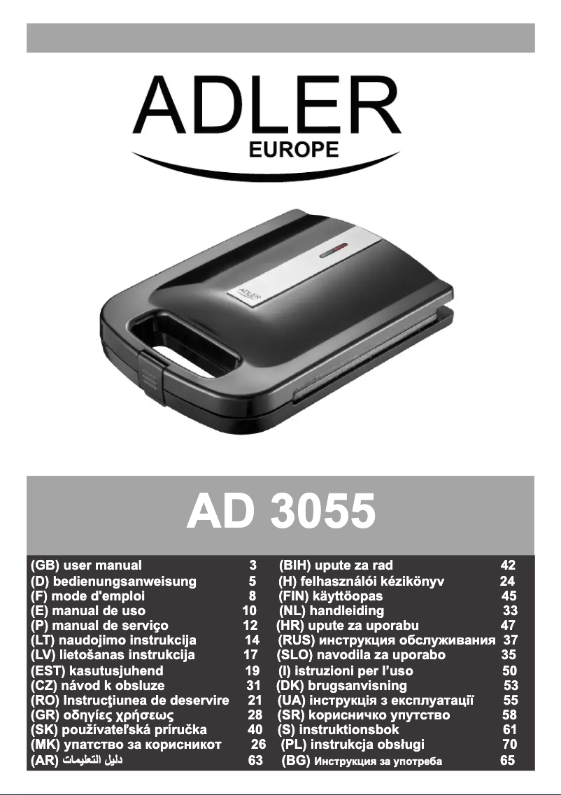Page n°1 - Manuel utilisateur Adler AD 3055