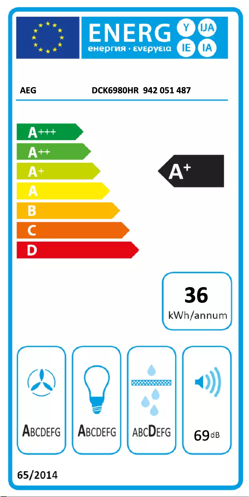 Página 1 del manual Etiqueta energética AEG DCK6980HR