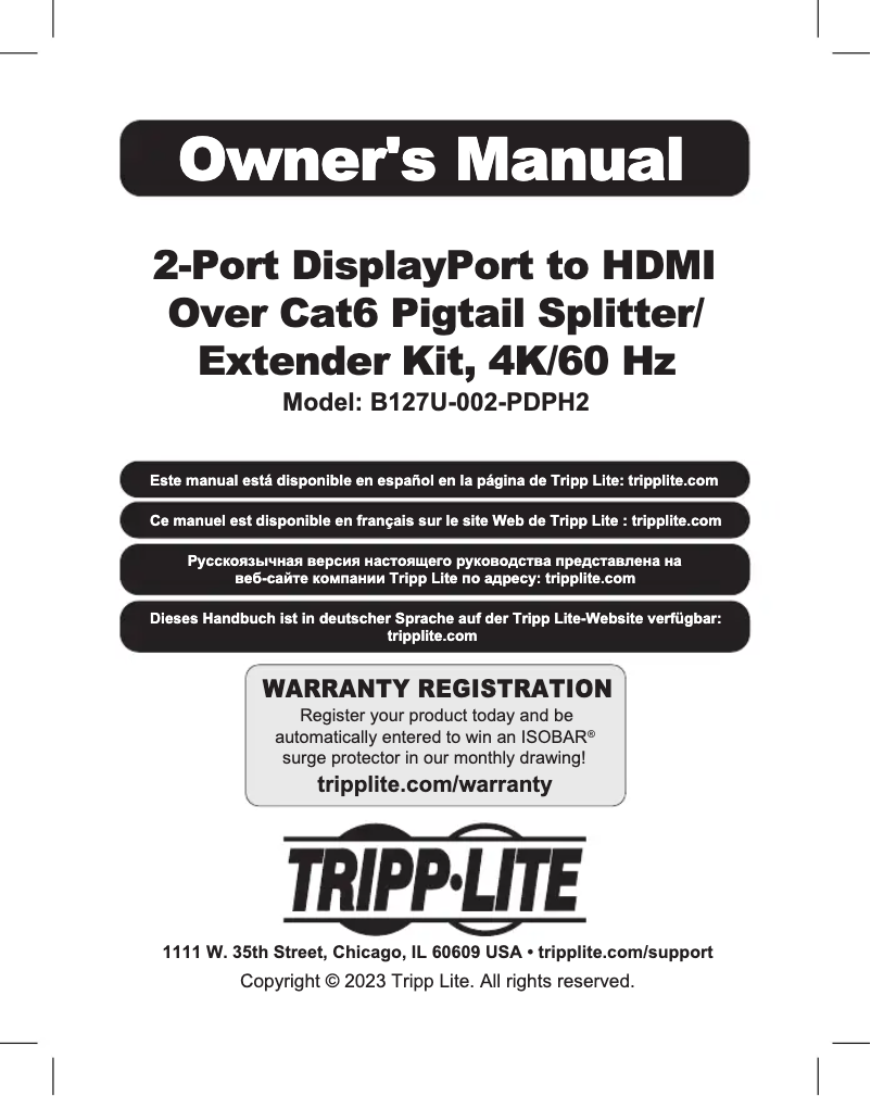 Page n°1 - Manuel utilisateur Tripp Lite B127U-002-PDPH2