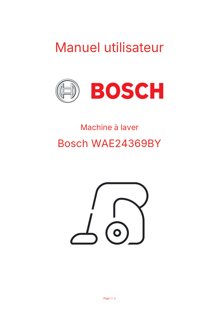 Page n°1 - Manuel utilisateur Bosch WAE24369BY