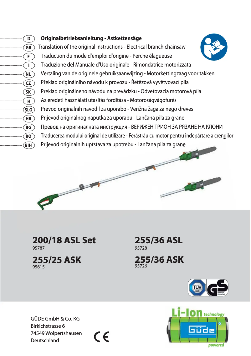 Page n°1 - Manuel utilisateur Güde 255/36 ASK