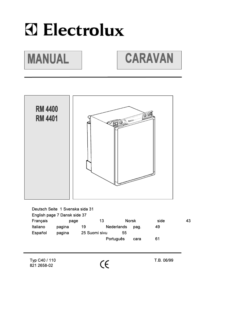 Page 1 de la notice Manuel utilisateur Electrolux RM 4401