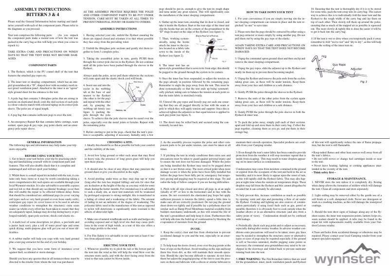 Page 1 de la notice Manuel utilisateur Wynnster Bittern 4