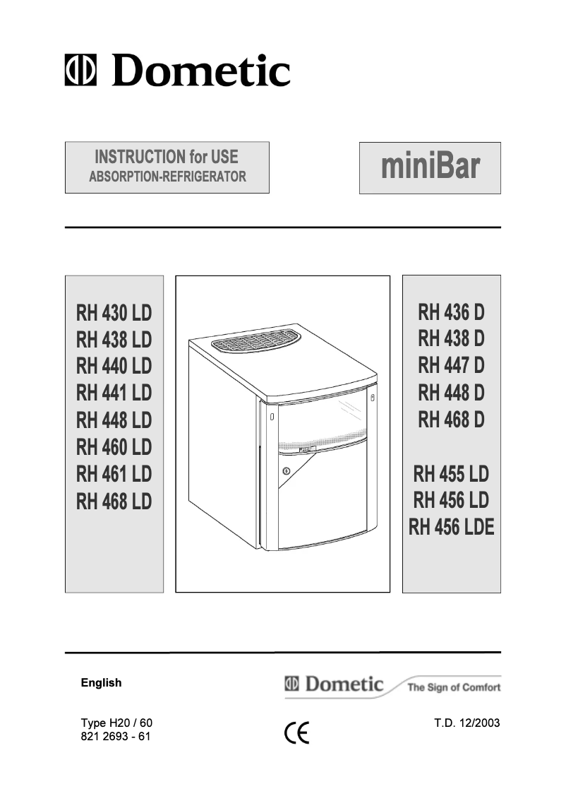 Page 1 de la notice Manuel utilisateur Dometic RH 438 LD