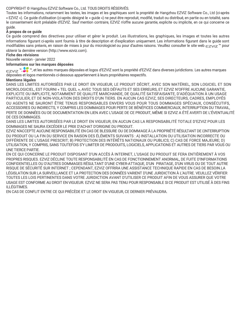 Page 1 de la notice Manuel utilisateur EZVIZ C8c 3K