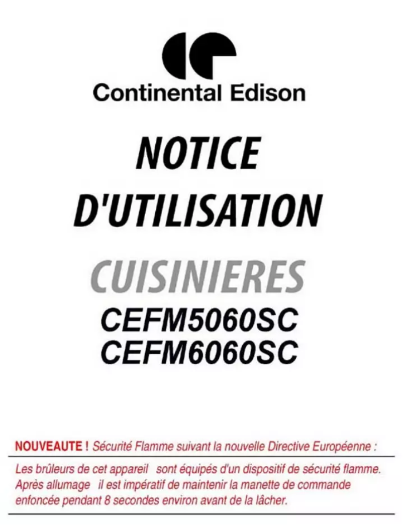 Page 1 de la notice Manuel utilisateur Continental Edison CEFM5060SC
