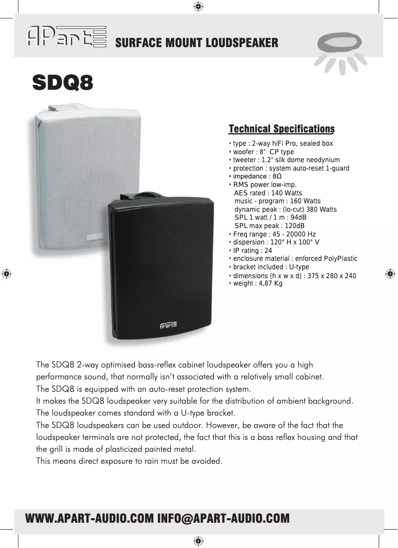 Página 1 del manual Manual de usuario APart SDQ8-W