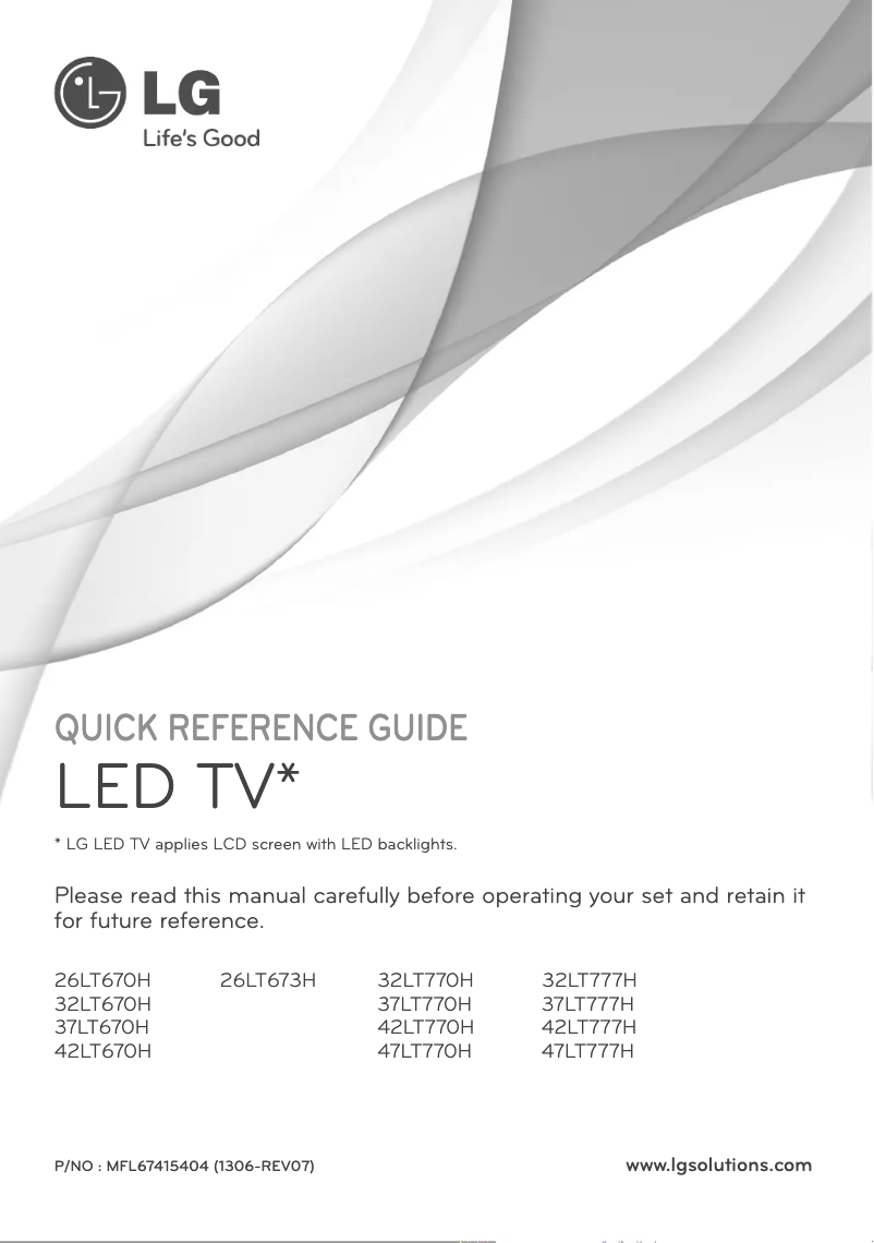 Image de la première page du manuel de l'appareil 26LT673H