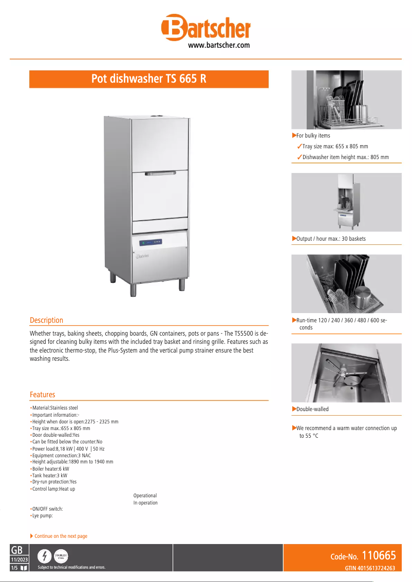 Image de la première page du manuel de l'appareil TS 665 R