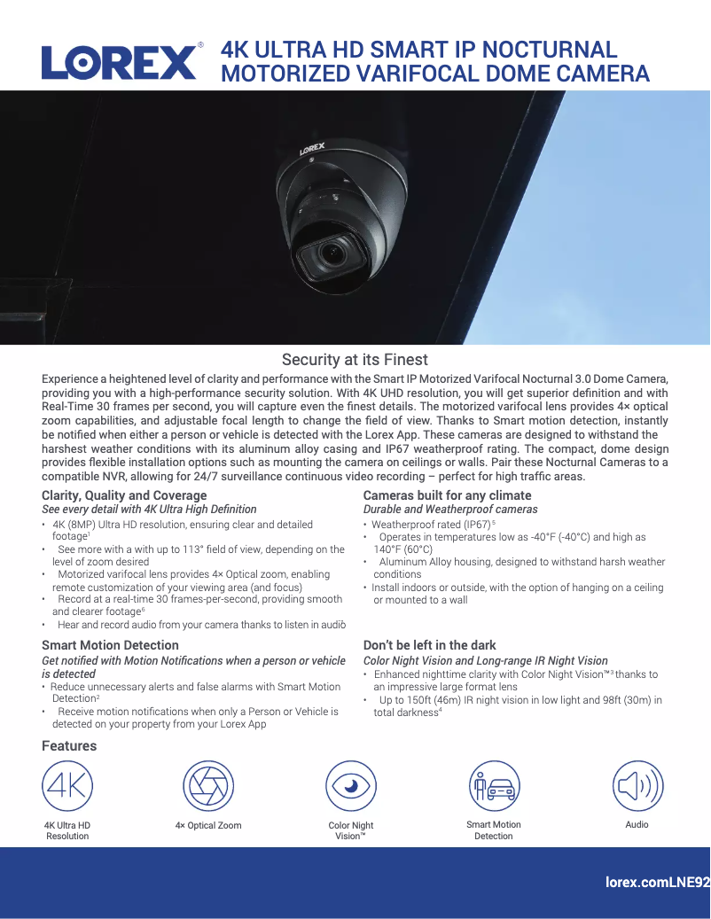 Page n°1 - Fiche technique Lorex LNE9282B