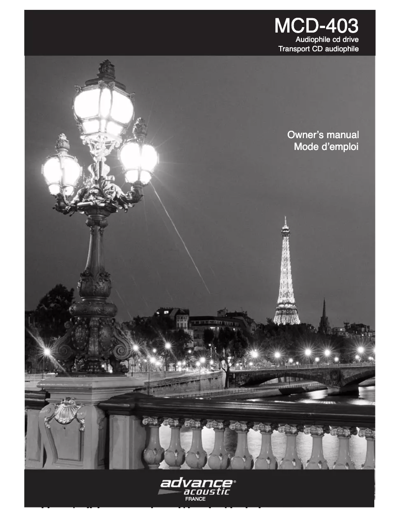 Page 1 de la notice Manuel utilisateur Advance Acoustic MCD 403
