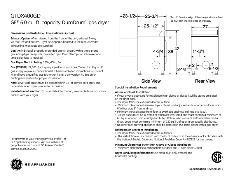 Image de la première page du manuel de l'appareil GTDX400GDWS