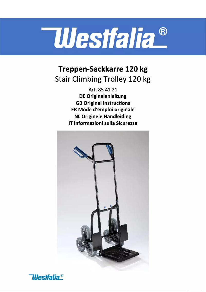 Page 1 de la notice Manuel utilisateur Westfalia 854121
