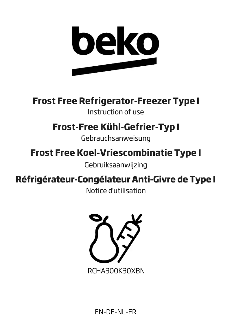 Page 1 de la notice Manuel utilisateur Beko RCHA300K30XBN