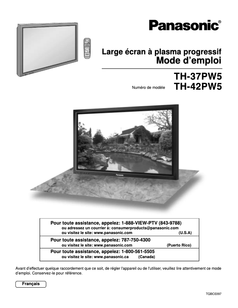 Image de la première page du manuel de l'appareil TH-42PW5UZ