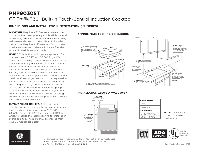 Image de la première page du manuel de l'appareil Profile PHP9030STSS