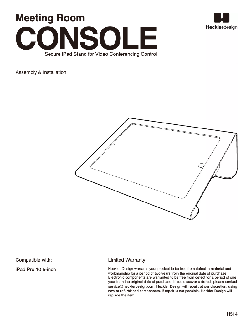 Page 1 de la notice Manuel utilisateur Heckler Design H514-BG