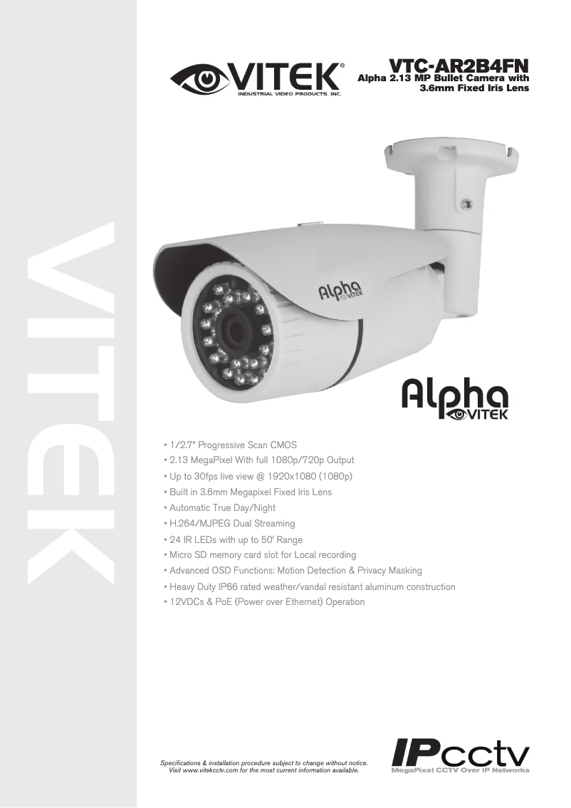 Page 1 de la notice Manuel utilisateur Vitek VTC-AR2B4FN