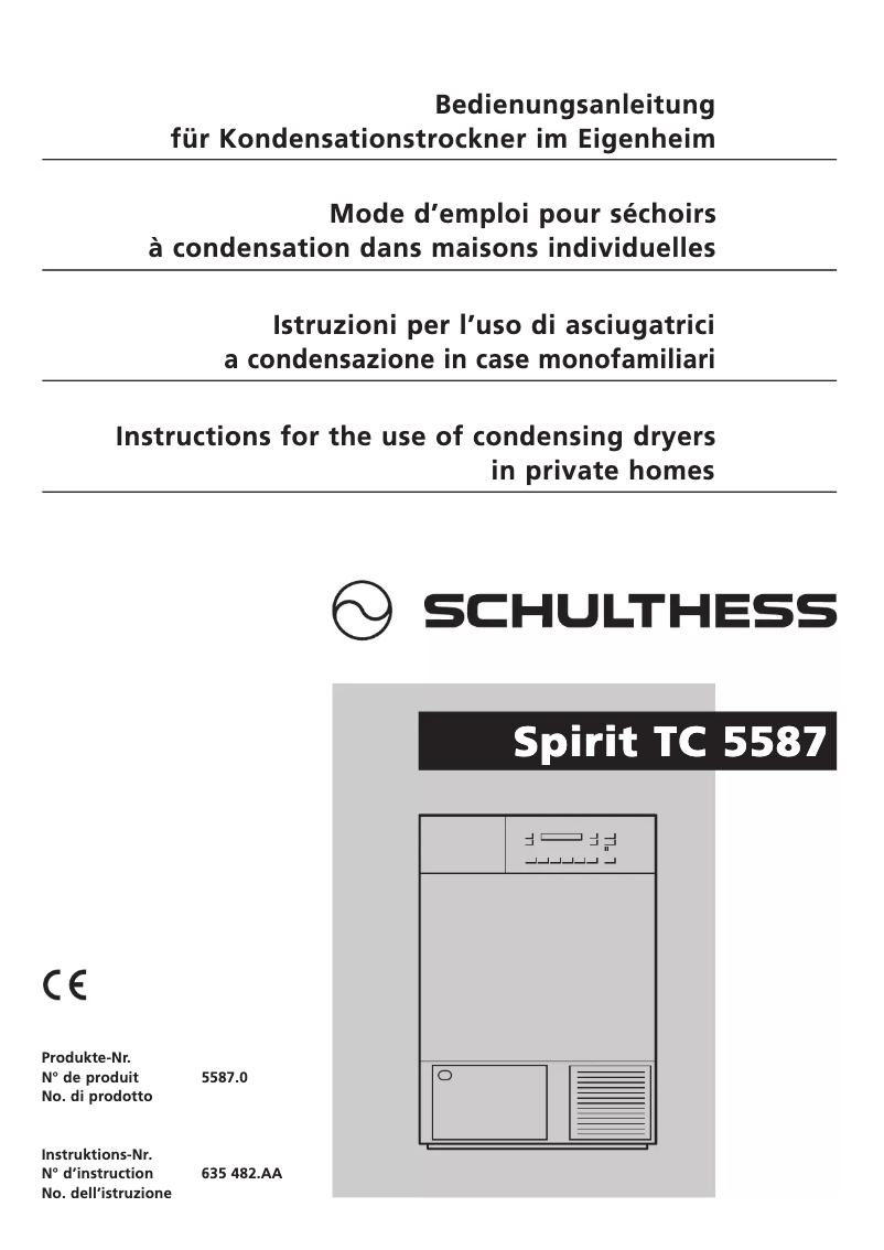 Página 1 del manual Manual de usuario Schulthess Spirit TC 5587