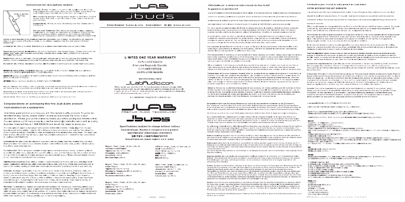 Page 1 de la notice Manuel utilisateur JLab JBuds J5