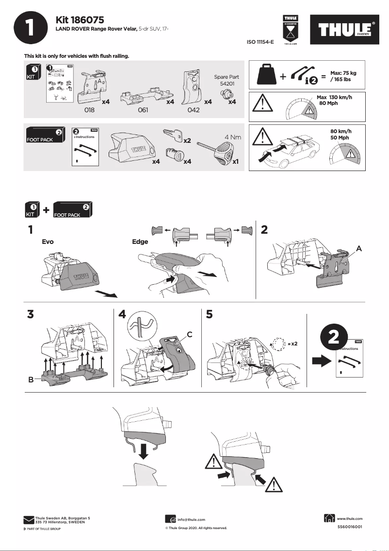 Page n°1 - Manuel utilisateur Thule Kit 186075