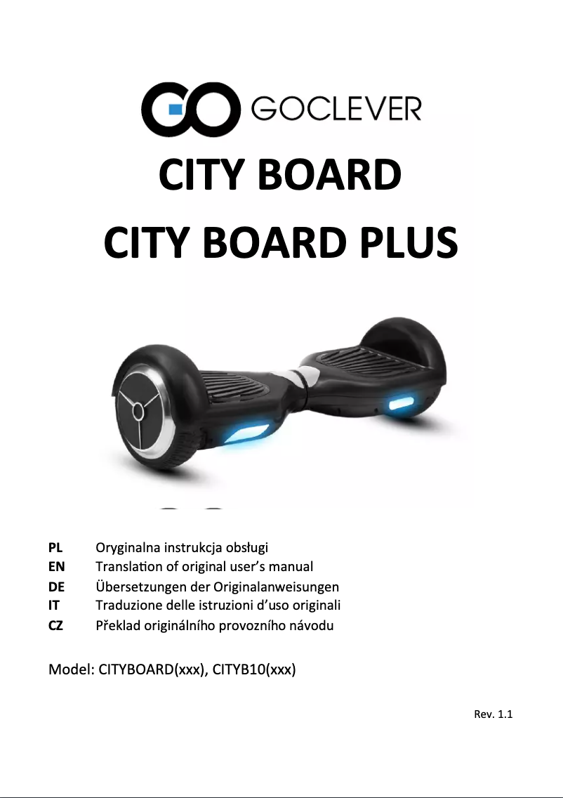 Image de la première page du manuel de l'appareil CITY BOARD PLUS
